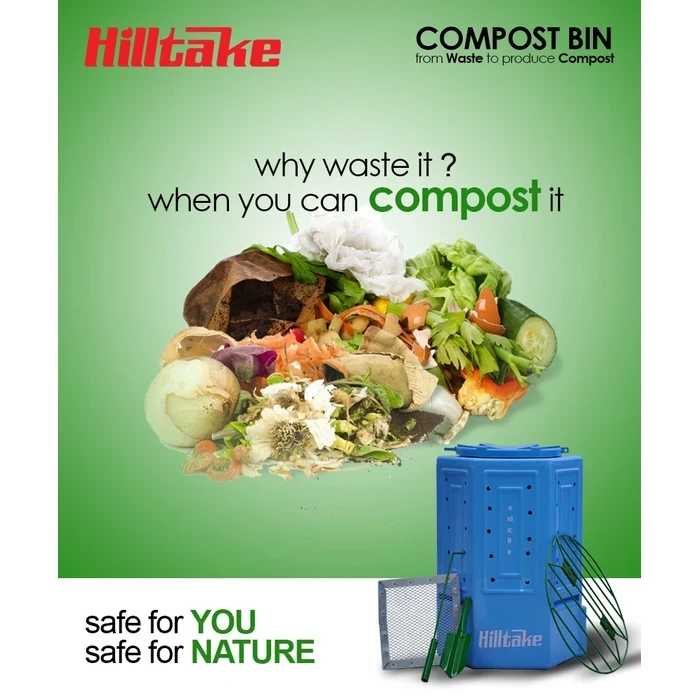Hilltake Heavy Duty Compost Bin | U.V. Protected Resin Matrix | High-Velocity Ventilation Logic | Black Structural Series