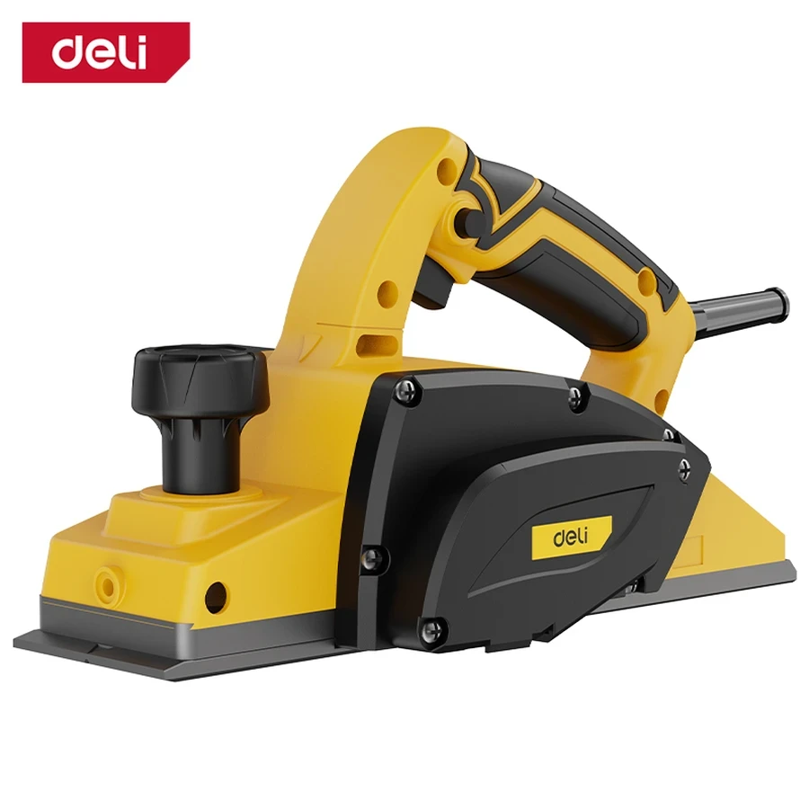 Deli 550W Professional 82mm Electric Wood Planer | 15,800 RPM Pure Copper Motor 1mm Depth & 9mm Rabbeting Capacity with High-Speed Steel Blades (Yellow) | EDC591