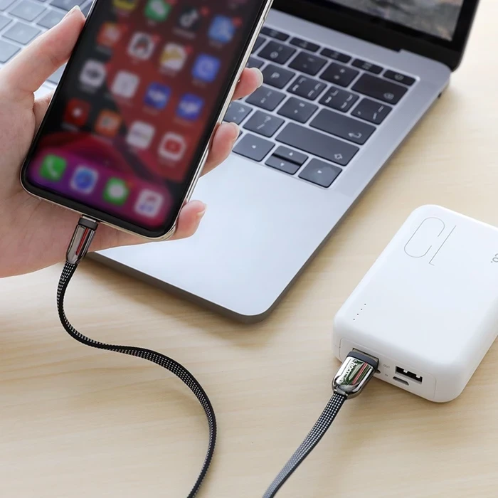 Hoco Grand Charging Cable | Lightning Connectivity Logic | Zinc Alloy & Fabric Weaving Matrix | U74