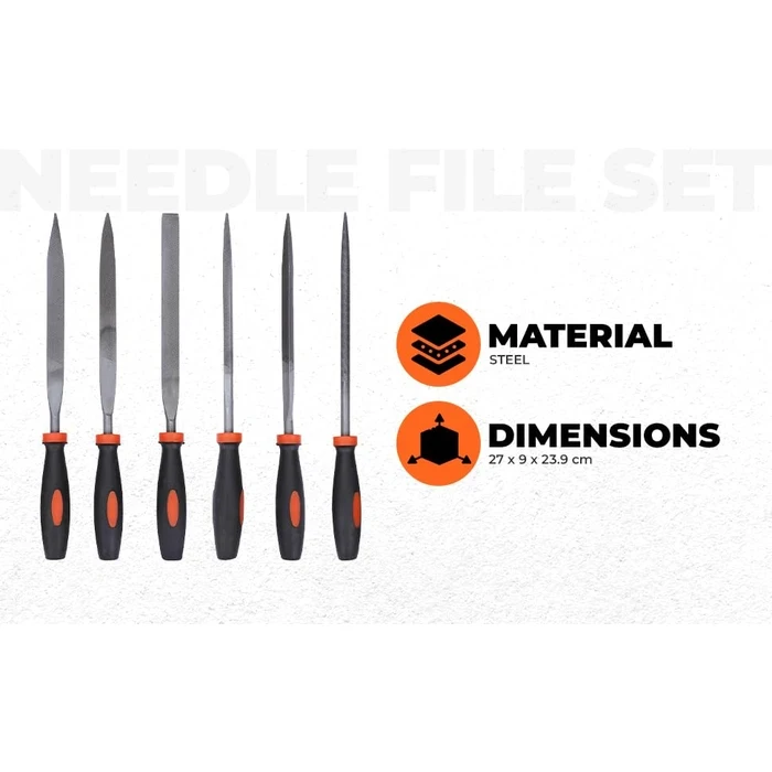 BLACK+DECKER 6-Piece Precision Alloy Steel Needle File Set | Ergonomic Anti-Slip Grip Jewelry & Craft Deburring Kit | BDHT22148