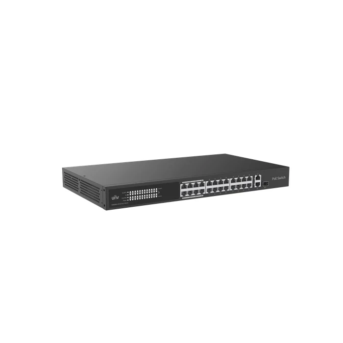 UNV 24-Port 1U Rack Mount Cloud Managed Fast Ethernet PoE Switch with 370W Budget & Gigabit Combo Uplink | NSW3000-24T1GT1GC-POE-IN