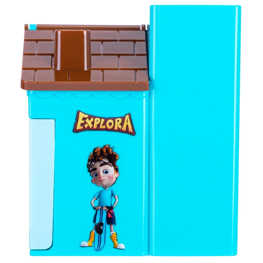 Deli Explora House-Shaped Student Desk Organizer | 3 Storage Compartments & 1 Pull-Out Drawer, PS Plastic (Blue) | E9138