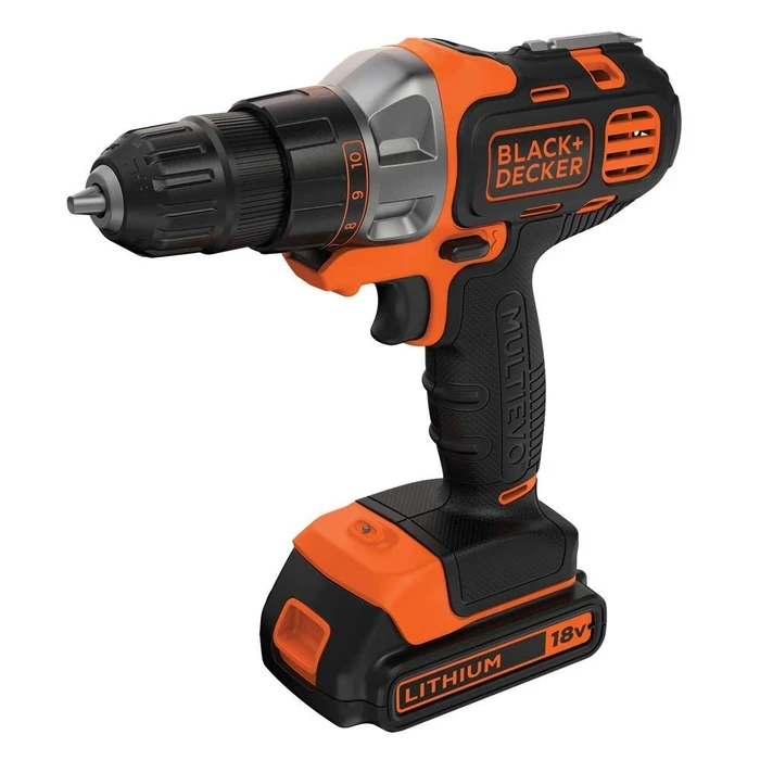 BLACK+DECKER 18V Cordless Multi Drill Driver Kit with 10mm Keyless Chuck, Bits & Storage Box | Variable Speed Reversible Driver | MT218K-GB