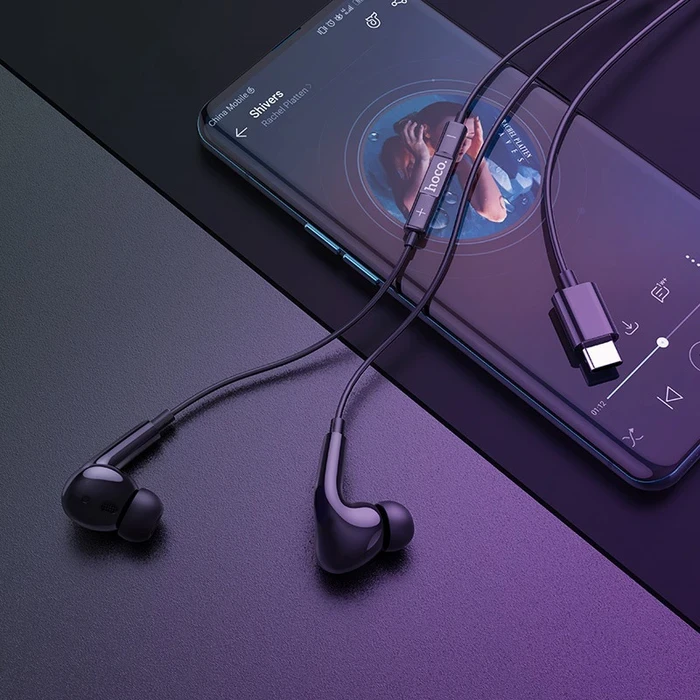 HOCO Original Series Wired Type-C Earphone with Mic | 12mm Driver | TPE High Elastic Cable | Black, White Finish | M1 Pro