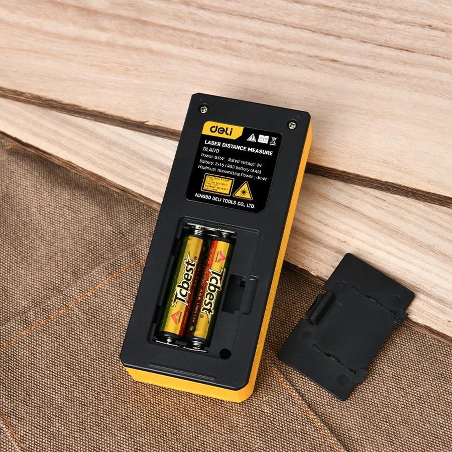 Deli 100M Professional Handheld Laser Distance Meter | Millimeter-Accuracy Rangefinder with 1.7" Screen, Dual Laser Projection & 30-Group Data Storage | EDL4170 Yellow