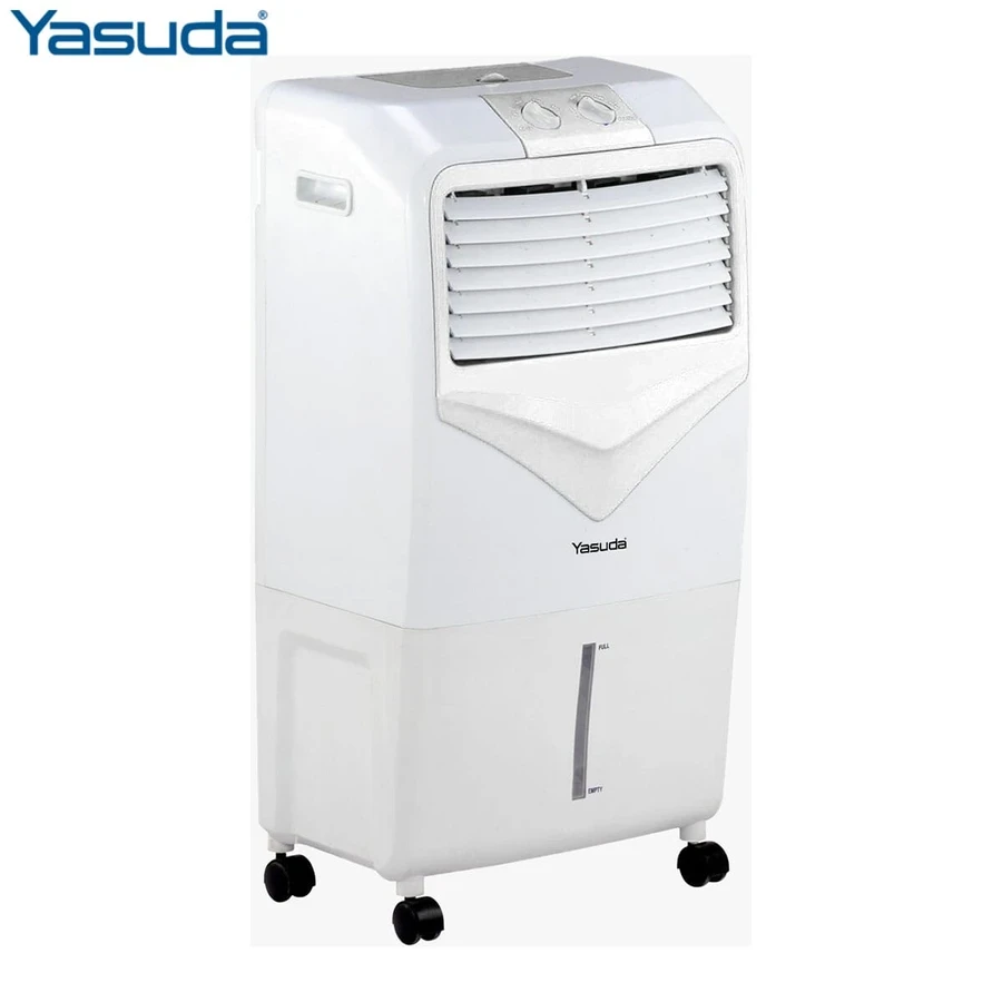 Yasuda Personal Evaporative Air Cooler | 22L Compact Water Tank & High-Density Honeycomb Pad | High-Velocity Blower & Ice Chamber | White / Grey | YS-ARNP22