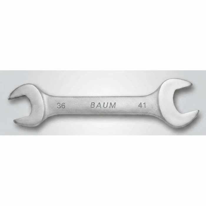 BAUM Heavy-Duty Large Chrome Vanadium Double Open-Ended Spanner | 3-Layer Nickel Chrome Rough Matt Finish Oval Body Wrench | Model ART 12E (Sizes 24mm to 60mm)