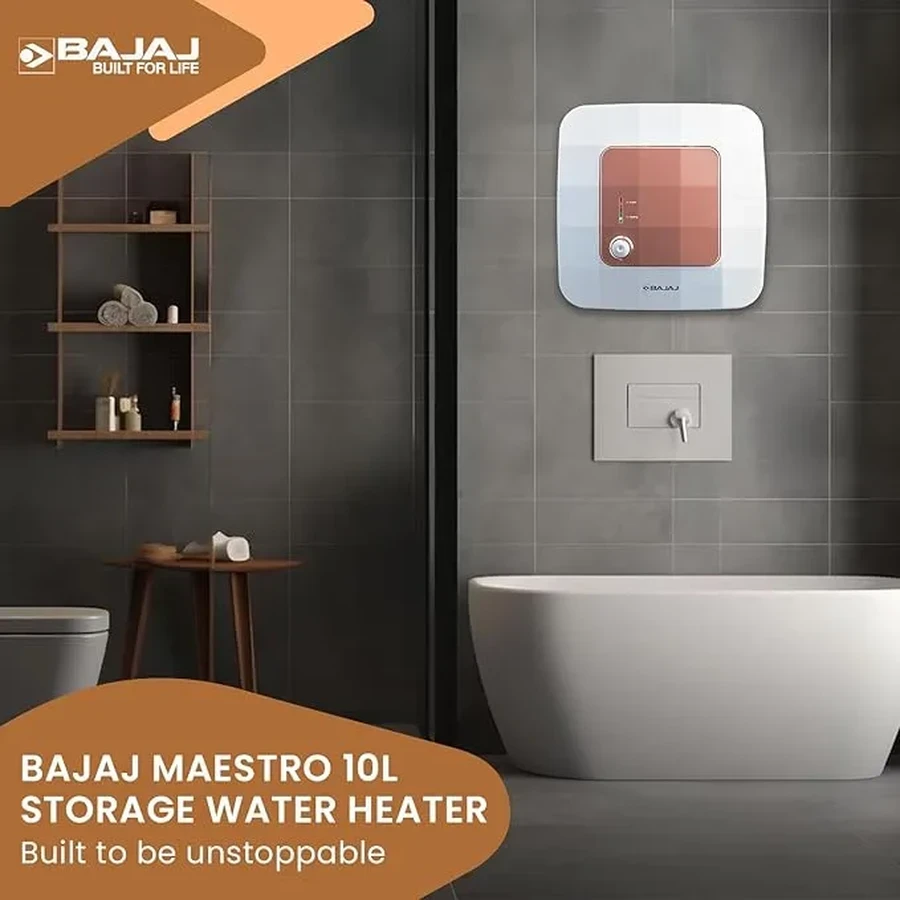 Bajaj 10L, 15L & 25L Storage Water Heater Geyser | Titanium Armour, Swirl Flow & 8 Bar Pressure with Child Safety | Maestro Series