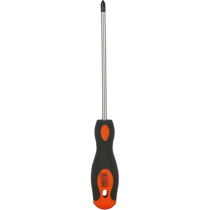 BLACK+DECKER PH2 x 150mm Chrome Vanadium Phillips Screwdriver | Magnetic Tip Long-Reach Bi-Material Soft Grip Fastening Tool | BDHT62297