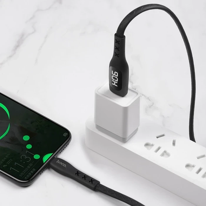 HOCO Sentinel Charging Cable | Type-C Connectivity Logic | 3A High-Fidelity Power Matrix | Timing Display | S6