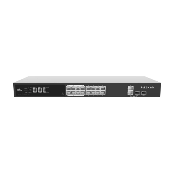 UNV 16-Port Gigabit 1U Rack Mount Cloud Managed PoE Switch with 250W Budget, SFP & Combo Uplinks | NSW3000-17GT1GP1GC-POE-IN