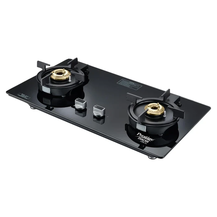 Prestige Svachh Efficia Liftable Toughened Glass Top Auto Ignition Gas Hob (2 Burner / 3 Burner) | Dual Use Freestanding & Built-in Kitchen Hobtop - Model 40595 / 40596