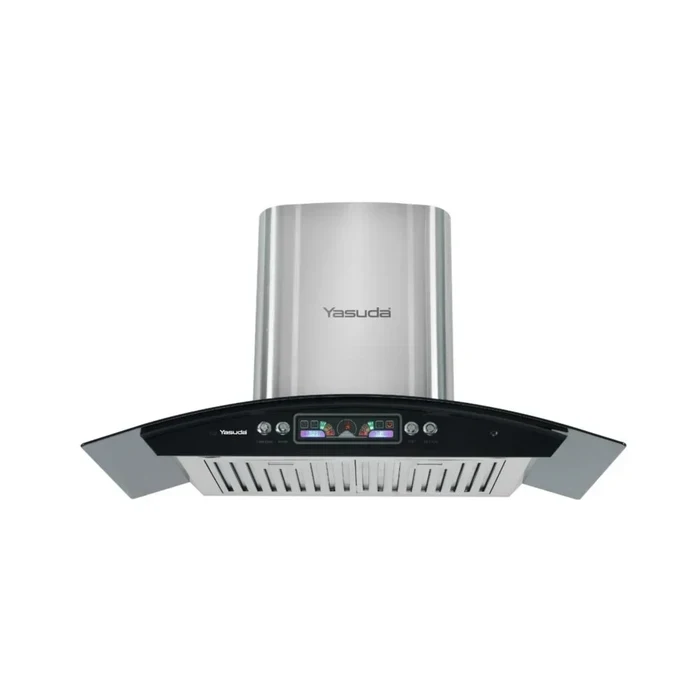 Yasuda 90cm Kitchen Chimney with SS Cup Cone Filter | 1250 m³/hr Heavy Duty Suction Iron Cabinet Metal Blower | Reliable Push Button Control 180W Push Motor | YS-C90PC