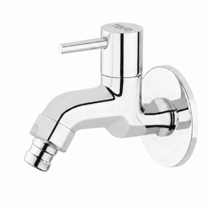 Toyo Washing Machine Nozzle Bib Cock with Wall Flange & Operating Handle | Heavy-Duty Laundry Water Faucet | EC-51791-WM