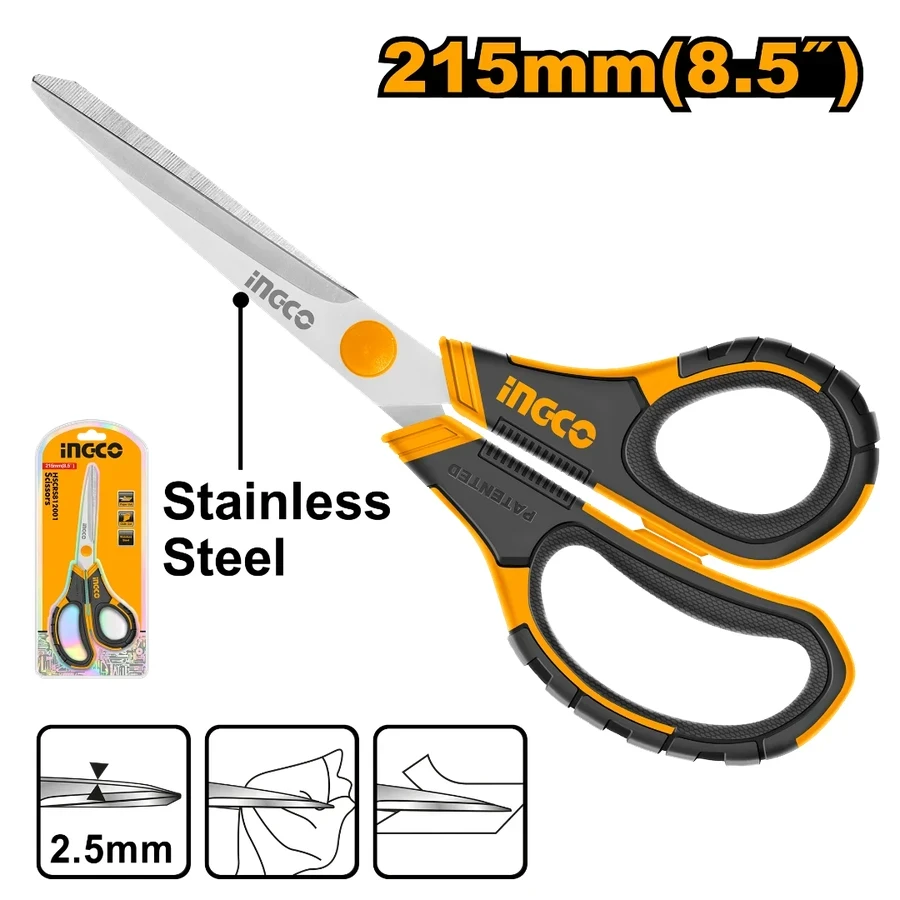 Professional Stainless Steel Scissors | 215mm (8.5") 2.5mm Sand Blast Finish Multi-Purpose Shears | HSCRS812001