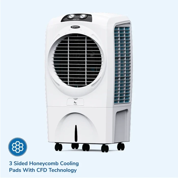 Symphony Mastercool 70XL+ Large Room Air Cooler | 70L Tank Capacity High-Efficiency Honeycomb Media | 185W Energy Saving Fan Covers 43m² CFD Technology Auto Louver Wide Air Spread