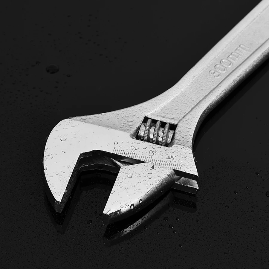 Deli 15" Professional Forged Carbon Steel Adjustable Spanner | Heavy-Duty Chrome-Plated Wrench with Precision Knurl & Laser-Etched Sizing Scale | EDL015A (Silver)