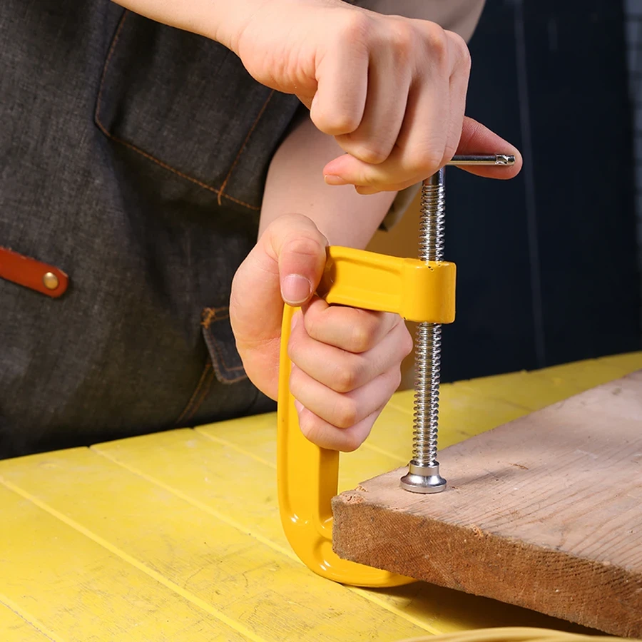 Deli Heavy Duty G Clamp 4" Durable Steel Frame C-Clamp for Small-Scale Woodworking, Gluing & Workshop Fixturing | EDL-G204