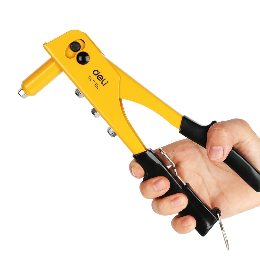 Deli 10" Professional 35CrMo Hand Riveter | Heavy-Duty Blind Rivet Gun with Chromium Molybdenum Nozzle & Auto-Return Force Spring | EDL2310