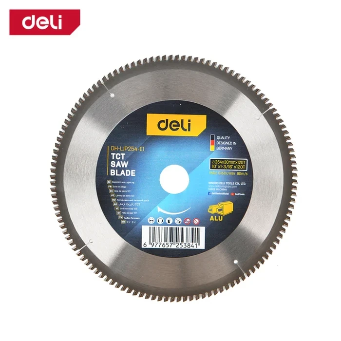Deli Tools 254mm (10") 120T TCT Saw Blade for Aluminum | Industrial Non-Ferrous Metal Circular Chop Saw Blade (30mm Arbor) | EDH-LJP254-E1