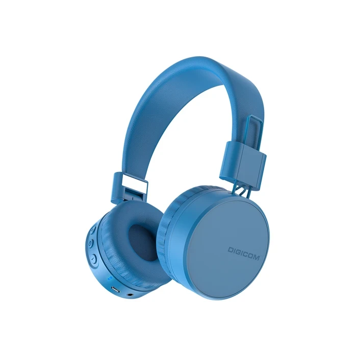 Digicom K9 Bluetooth Stereo Headphones | 20-Hour Playback Logic | Foldable Travel Design | Wired & Wireless Hybrid | Microphone | Blue & Black