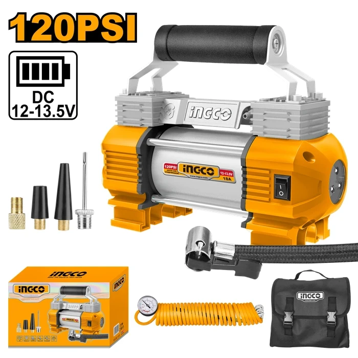 INGCO 1.0HP Auto Air Compressor with Pure Copper Wire Motor | 750W Heavy-Duty Stainless Steel Body Pneumatic Pump with 103m Max Head, 33L/min Flow & 9m Cable | AAC2508