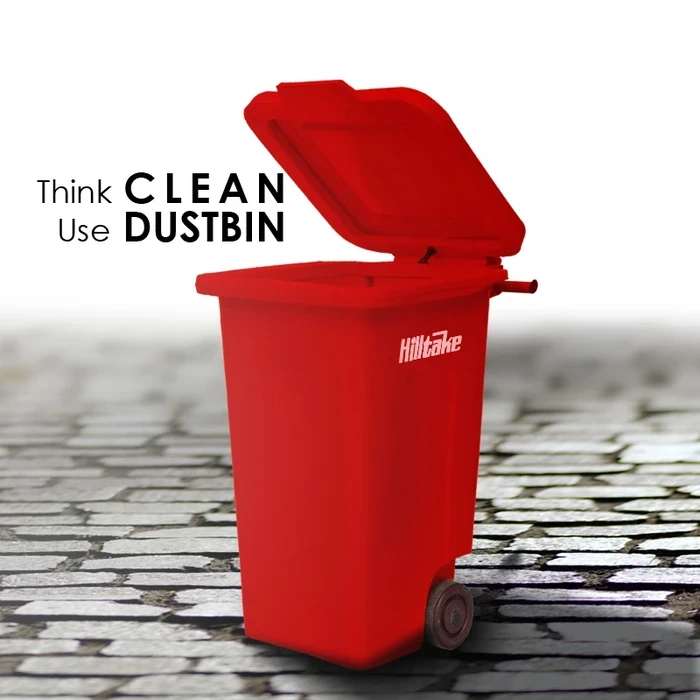 Hilltake Heavy Duty Wheel Dustbin | High-Density Polymer Matrix | Large & Extra Large Series | Red, Green & Yellow
