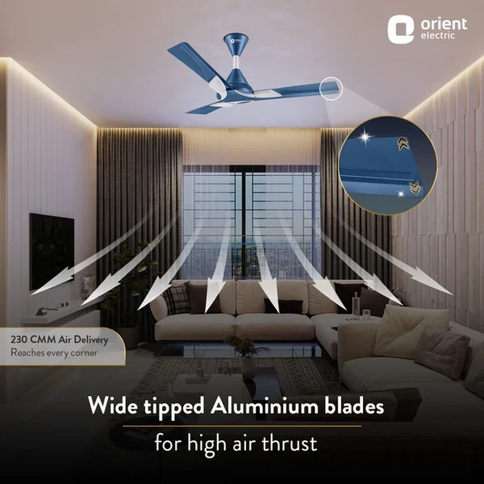 Orient 1200mm Premium Ceiling Fan | Massive 8122 CMM Industrial-Strength Airflow | High-Grade Aluminium Blades Luxury Metallic Matt Finish | Wendy