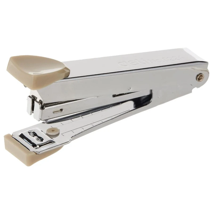 Deli 15-Sheet Desktop Stapler (No. 10 Staples, 50-Pin Load) | Chrome Metal Body with Integrated Remover (Blue, Black, Grey) | E0224