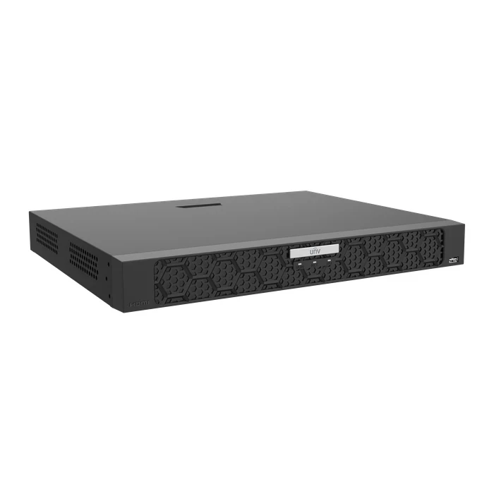 UNV 32-Channel 1U AI Network Video Recorder with 2 SATA Bays, Dual 4K HDMI, AcuSearch & Smart Intrusion Prevention | NVR502-32E-IM-G