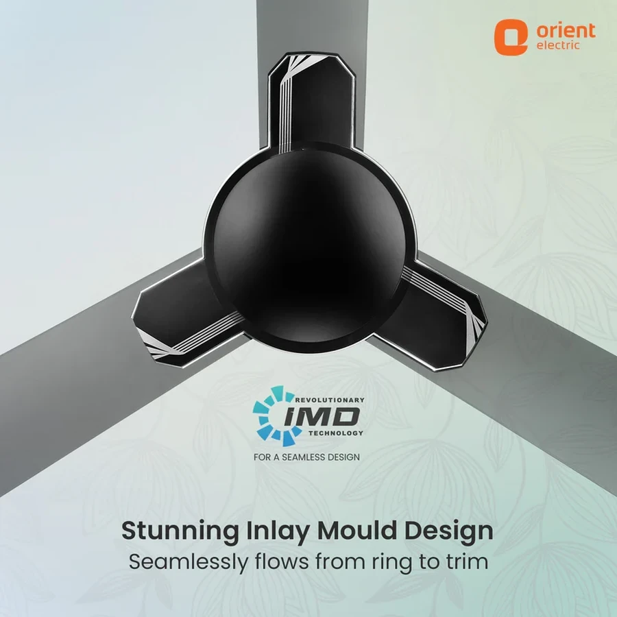 Orient Mozart Designer Ceiling Fan 55 Watts | 1200mm Sweep | 350 RPM | 220 CMM Air Delivery | Minimalist Geometric White & Black