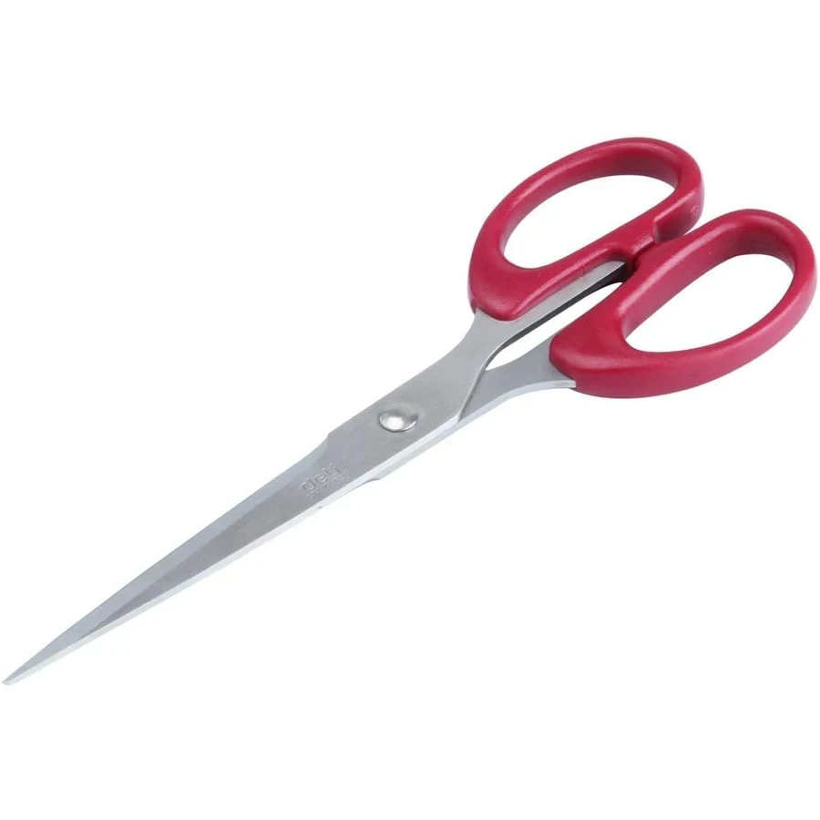 Deli 180mm General Purpose Scissors | Precision Stainless Steel Blades with Comfortable Soft Rubber Grip & Ambidextrous Handle (Pack of 12) | E6009