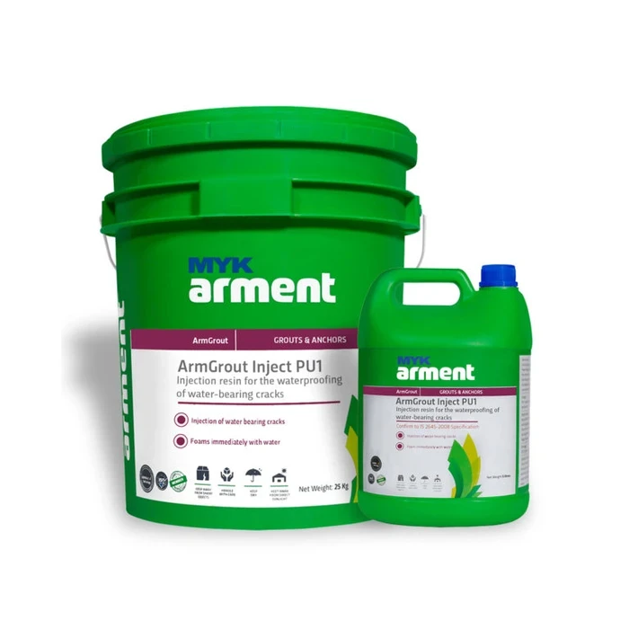 ArmGrout Inject PU1 Polyurethane Injection Resin | DIN EN 12715 Active Water-Bearing Crack & Gushing Joint Leak Sealer | 4.5kg Composite Pack