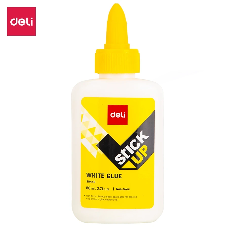 Deli White Glue (80mL) | Fast-Drying Clear-Drying Strong Bond PVA Liquid Adhesive with Precision Twist Tip (Pack of 12 Pcs) | E39446
