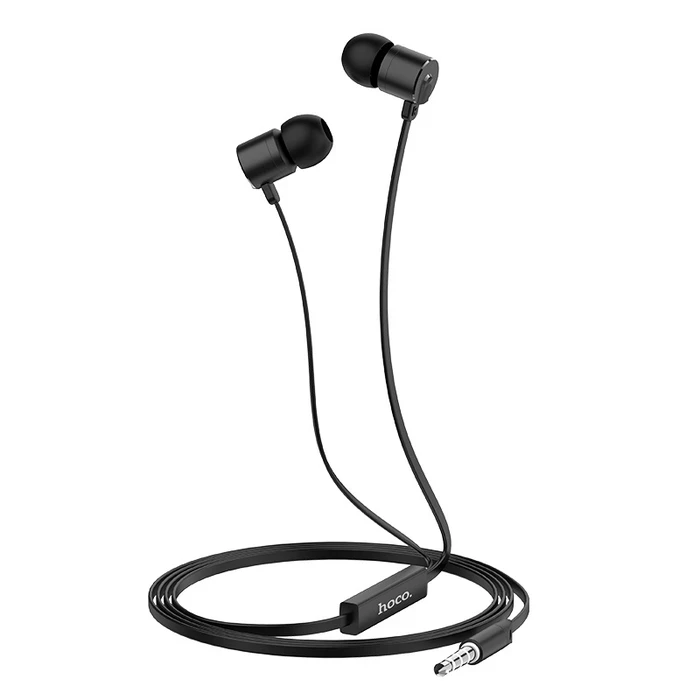 HOCO ANCIENT SOUND Universal Wired Earphones with Mic | 10mm Driver | Slide Volume Control | Black, Silver Finish | M63