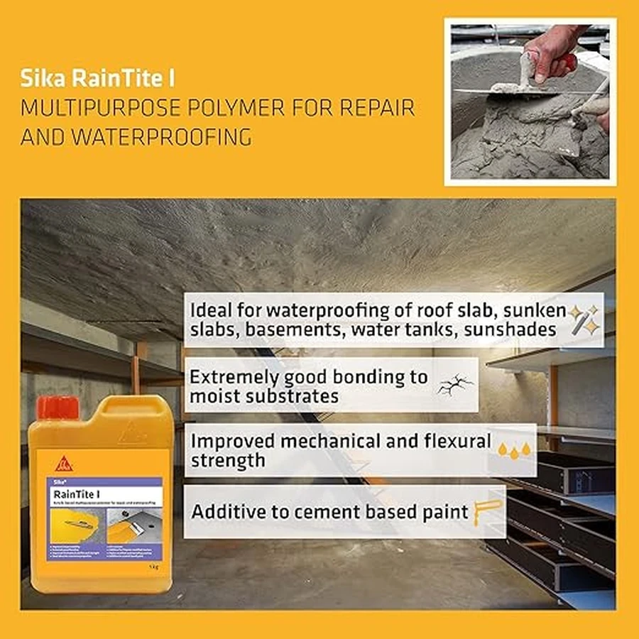 Sika Raintite Acrylic Waterproofing System 1kg to 20kg 114075-AZ | UV Resistant | Anti-Fungal | Interior and Exterior | White