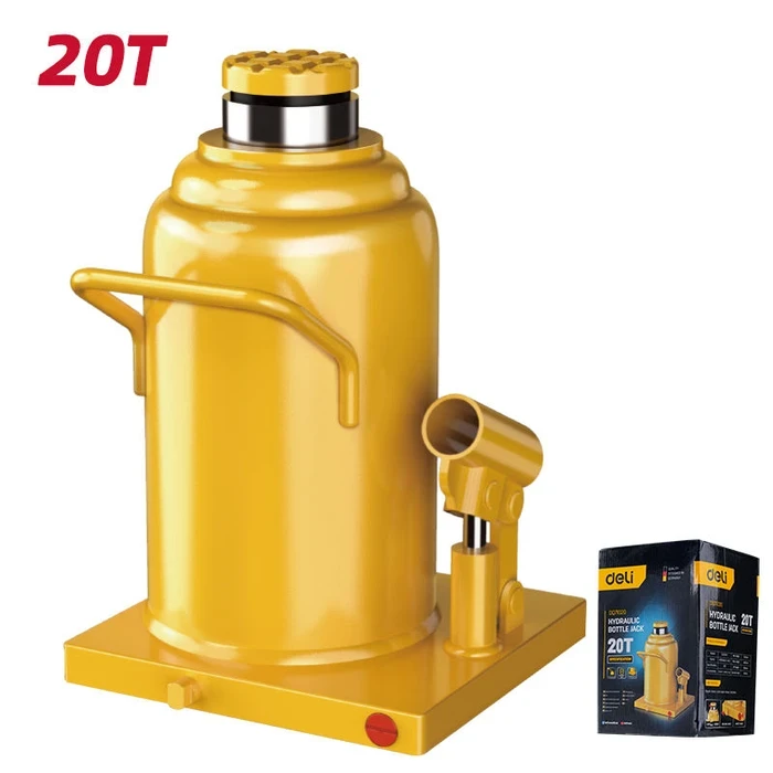 Deli Tools 20-Ton Hydraulic Bottle Jack | Heavy-Duty Welded Steel Fleet Lift with Safety Valve (240mm - 460mm) | EDQ71020