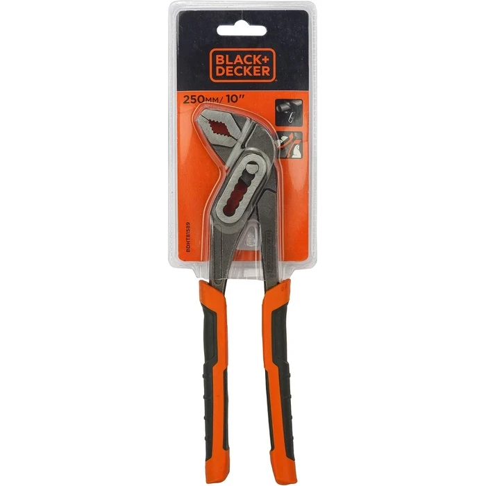 BLACK+DECKER 250mm (10") Heavy-Duty Carbon Steel Waterpump Plier | ANSI Certified Bi-Material Soft Grip Groove Joint Plumbing Pliers | BDHT81589