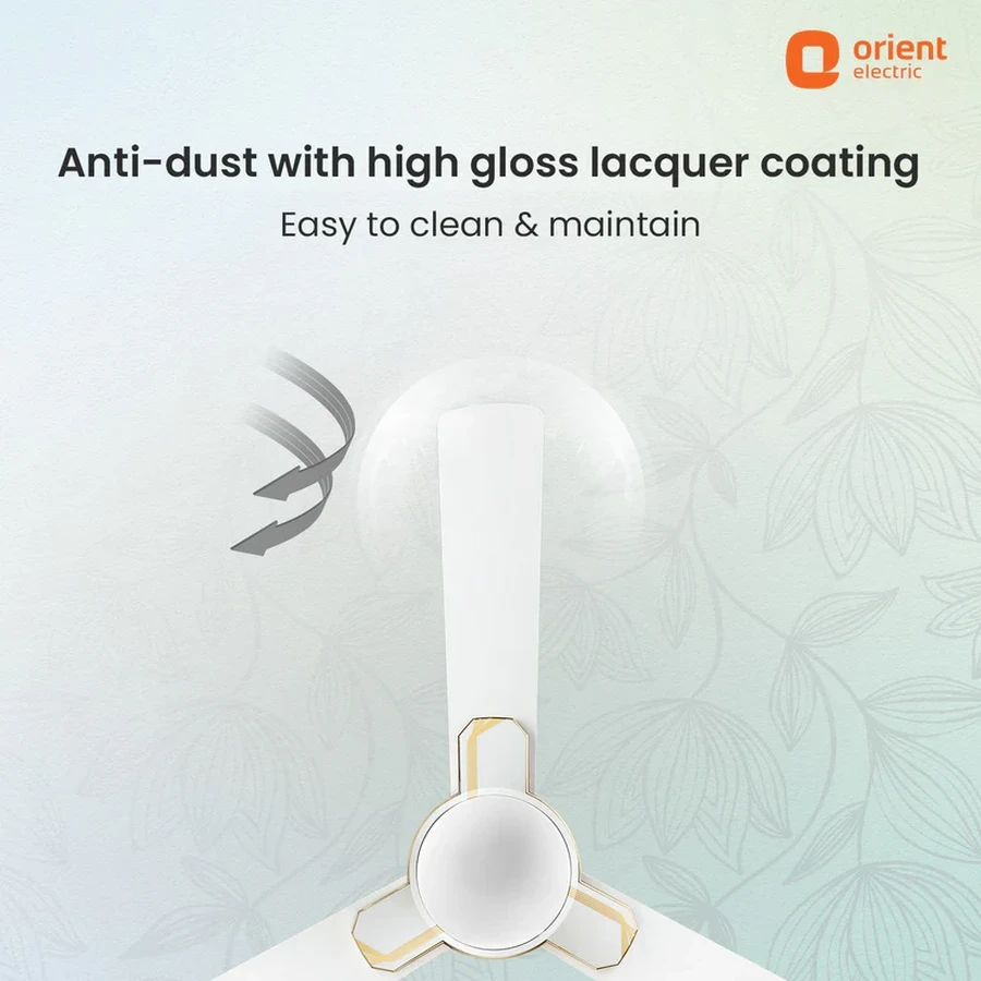 Orient Mozart Designer Ceiling Fan 55 Watts | 1200mm Sweep | 350 RPM | 220 CMM Air Delivery | Minimalist Geometric White & Black