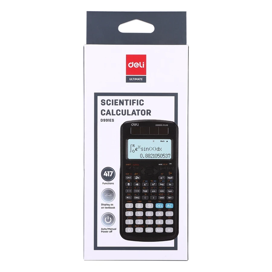 Deli Professional Scientific Calculator (417 Functions) | Dual Solar & Battery 2-Line Textbook Display with Slide Cover | ED991ES