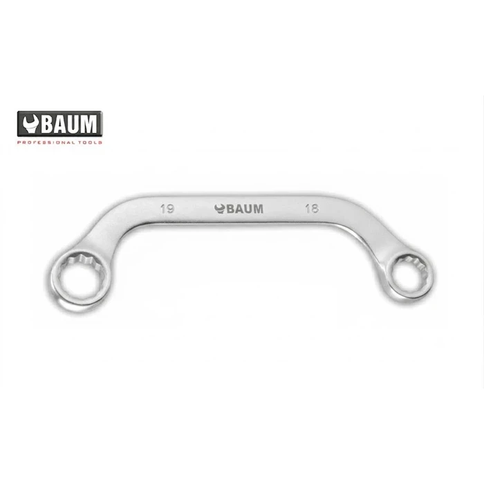 Baum Chrome Vanadium Steel Hardened & Tempered Elliptical Pattern Dual End 12-Point Bi-Hex Half Moon Obstruction Ring Spanner Art-65