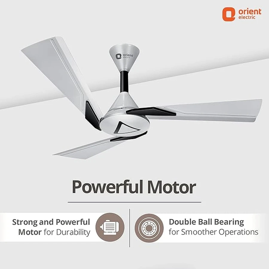 Orient Orina Ceiling Fan 60W | 1200mm Sweep | Touch Control Switch | Oscillating Feature | Pearl White Black & Copper Brown