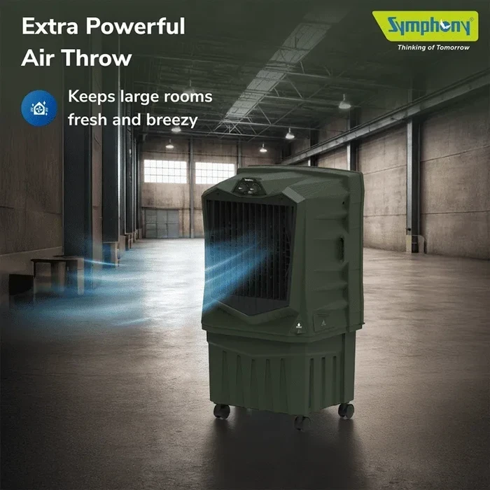 Symphony AIRFORCE 60 Desert Air Cooler | 60L High-Efficiency Honeycomb Media | 145W Low Power Consumption Fan 11m (36ft) Air Throw Distance Auto Louver Cool Flow Dispenser