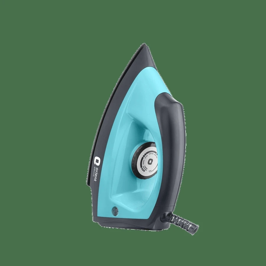 Orient Fabripress 1000W Professional Dry Iron | Intelligent Auto Shut-Off Safety Garment Press with Lightweight Plastic Body & Fast Heat-Up (Turquoise & Black)