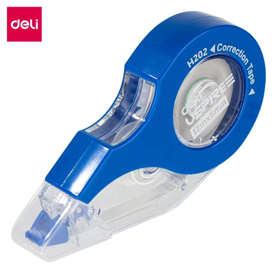 Deli Correction Tape EH20201 - Extra Long 12 Meter Length, 5mm Width, Film-Based Instant Dry Application for Professional and Academic Use
