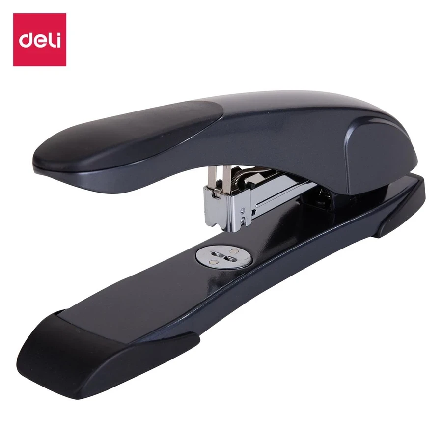 Deli Heavy-Duty 60-Sheet Desktop Stapler | All-Metal Construction, 60mm Adjustable Depth & TPE Comfort Handle (Black) | E0391