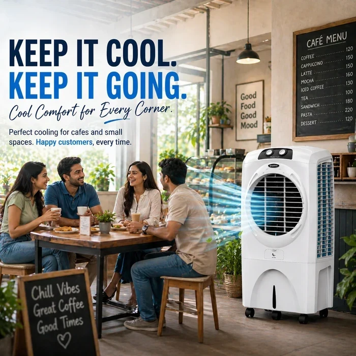 Symphony Mastercool 70XL+ Large Room Air Cooler | 70L Tank Capacity High-Efficiency Honeycomb Media | 185W Energy Saving Fan Covers 43m² CFD Technology Auto Louver Wide Air Spread