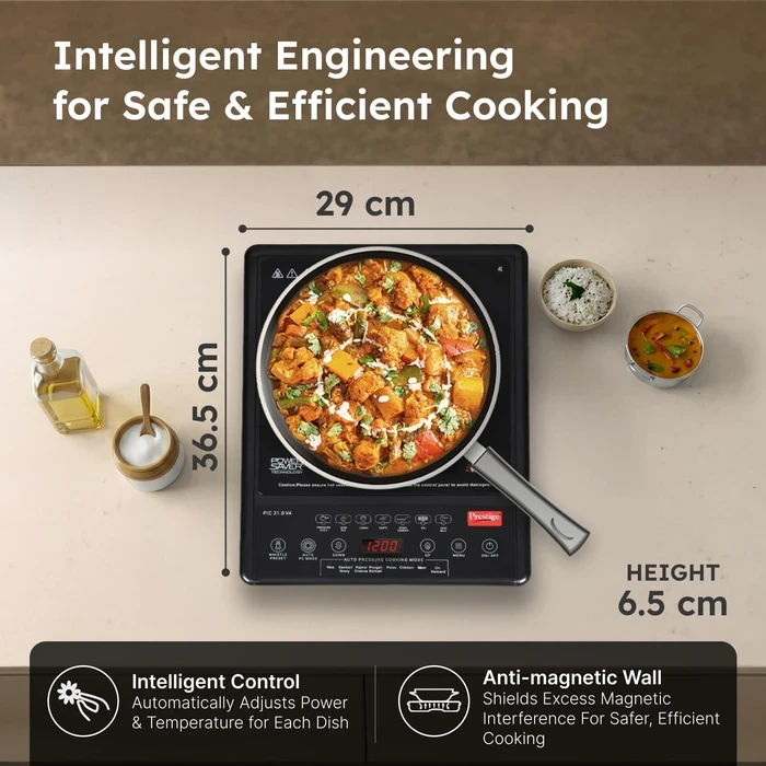 Prestige PIC 31.0 V4 2000W Induction Cooktop with Automatic Whistle Counter & Keep Warm Function | Touch Control Portable Countertop Stove - Model 41999