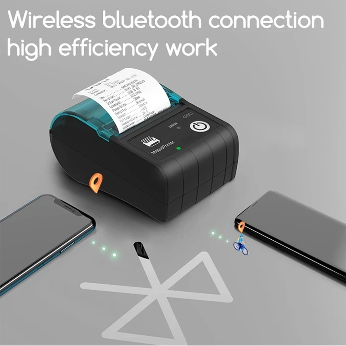 DELI 2.0" Portable Wireless Direct Thermal Receipt Printer | 60mm/s 203 DPI Bluetooth & USB Type-C Mobile POS Billing Machine | ES421