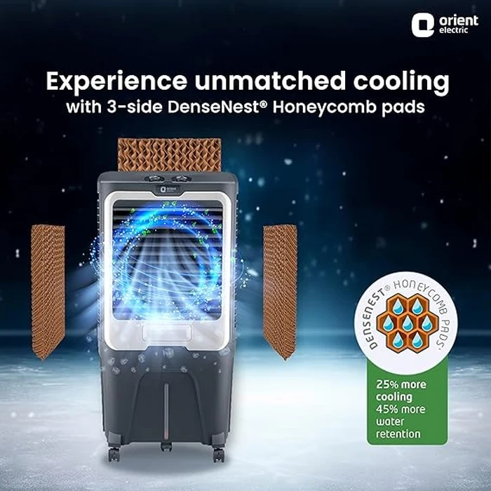 Orient Ultimo 65L Desert Air Cooler | 190W High-Performance Evaporative Fan System | DenseNest Honeycomb Pads with Integrated Ice Chamber | CD6501H